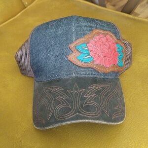 Outdoor Caps Inc. Rose Denim and Leather Baseball Cap